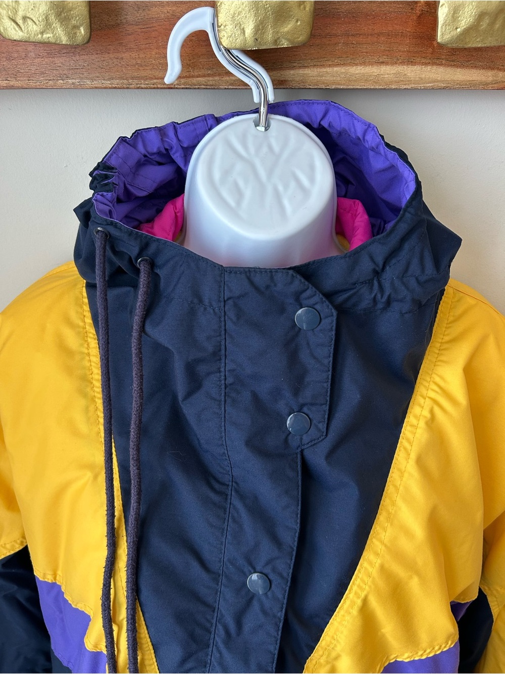 Vintage 90s Neon Colorblock Ski Jacket Retro Apres Ski Anorak Oversized - Picture 7 of 14
